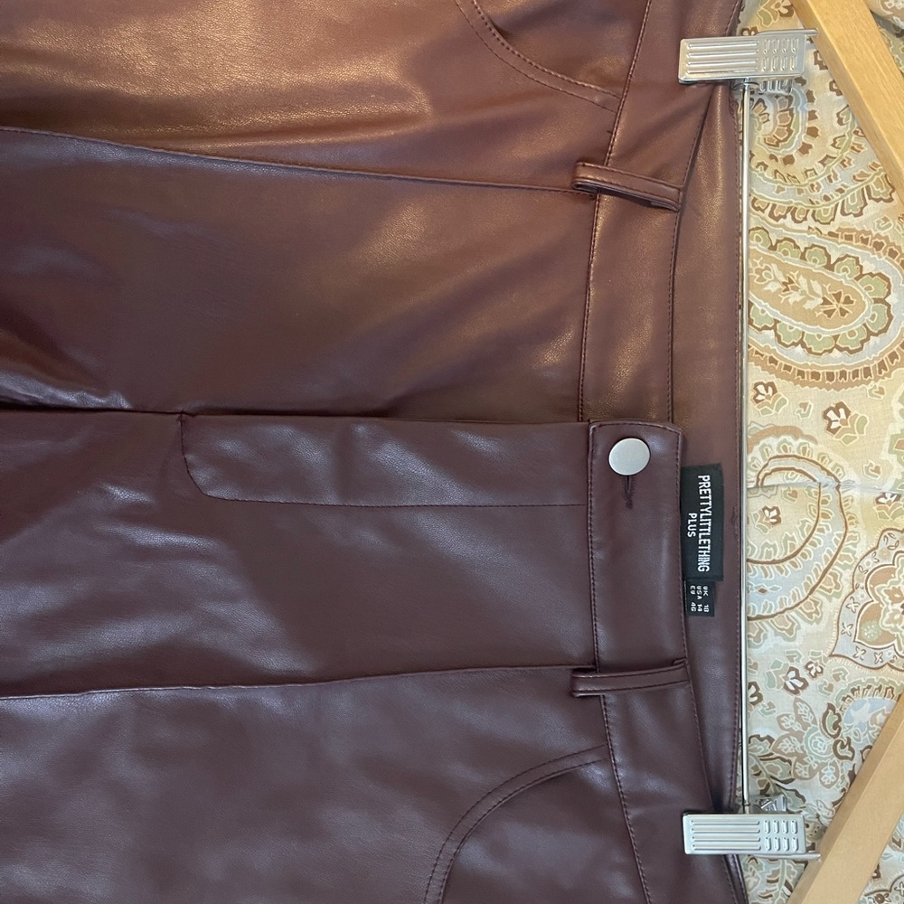 PrettyLittleThing wide leg faux leather trousers. - Picture 3 of 5